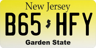 NJ license plate B65HFY