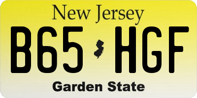 NJ license plate B65HGF