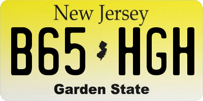 NJ license plate B65HGH