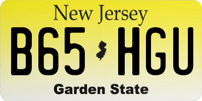 NJ license plate B65HGU