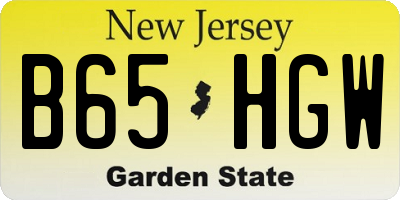 NJ license plate B65HGW