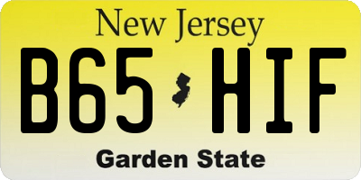 NJ license plate B65HIF