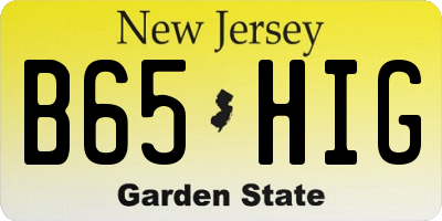 NJ license plate B65HIG