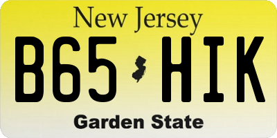 NJ license plate B65HIK