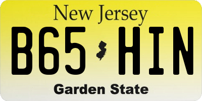 NJ license plate B65HIN
