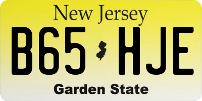 NJ license plate B65HJE