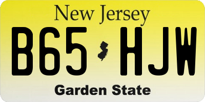 NJ license plate B65HJW