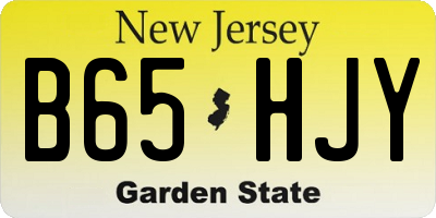 NJ license plate B65HJY