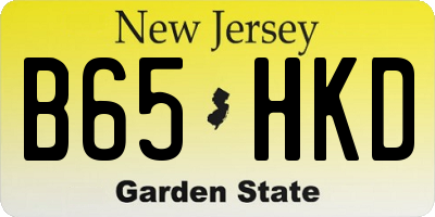 NJ license plate B65HKD