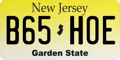NJ license plate B65HOE