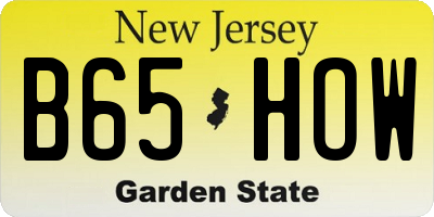 NJ license plate B65HOW
