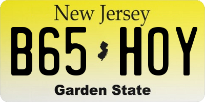 NJ license plate B65HOY