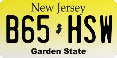 NJ license plate B65HSW