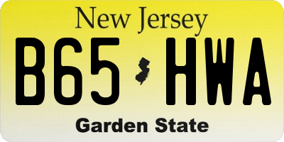 NJ license plate B65HWA