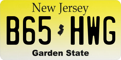NJ license plate B65HWG