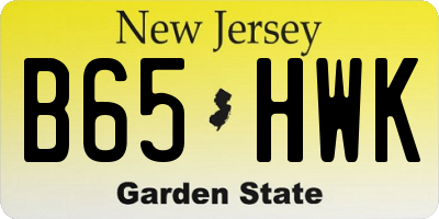 NJ license plate B65HWK