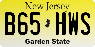 NJ license plate B65HWS