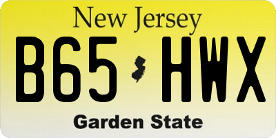 NJ license plate B65HWX