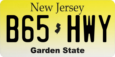 NJ license plate B65HWY