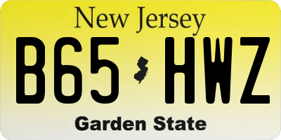 NJ license plate B65HWZ