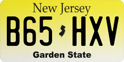 NJ license plate B65HXV