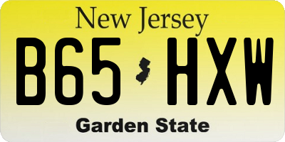NJ license plate B65HXW