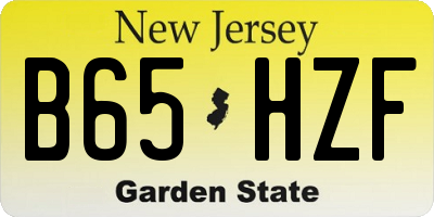 NJ license plate B65HZF