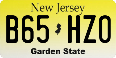 NJ license plate B65HZO