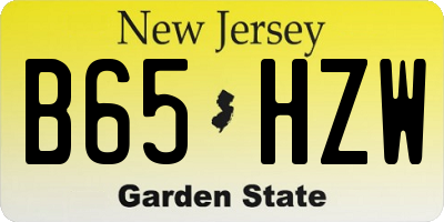 NJ license plate B65HZW