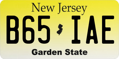 NJ license plate B65IAE