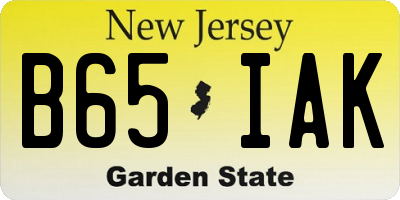 NJ license plate B65IAK