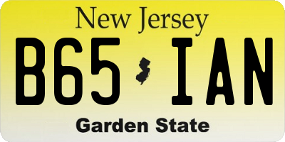 NJ license plate B65IAN