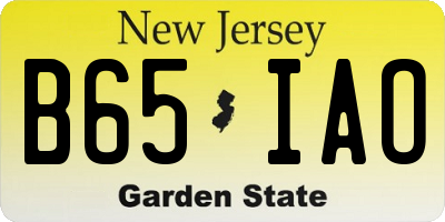 NJ license plate B65IAO