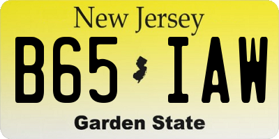 NJ license plate B65IAW