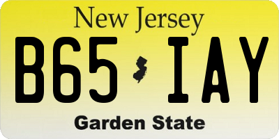 NJ license plate B65IAY