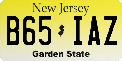 NJ license plate B65IAZ
