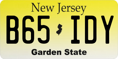 NJ license plate B65IDY