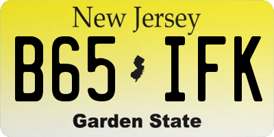 NJ license plate B65IFK