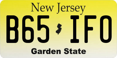 NJ license plate B65IFO