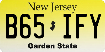 NJ license plate B65IFY