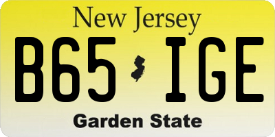 NJ license plate B65IGE