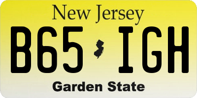 NJ license plate B65IGH