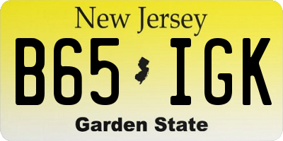 NJ license plate B65IGK