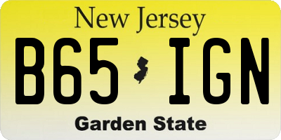 NJ license plate B65IGN