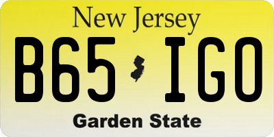 NJ license plate B65IGO