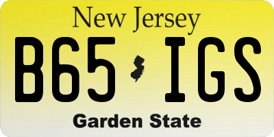 NJ license plate B65IGS