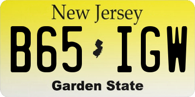 NJ license plate B65IGW