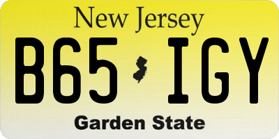 NJ license plate B65IGY