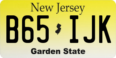 NJ license plate B65IJK