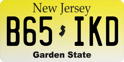 NJ license plate B65IKD
